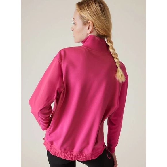 Athleta M Triumph Hybrid Half Zip Sweatshirt Salvia Pink 532520 - Picture 2 of 8